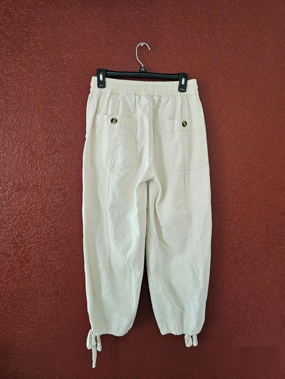 Casual Drawstring Cargo Pants - Cream - Picture 3 of 9